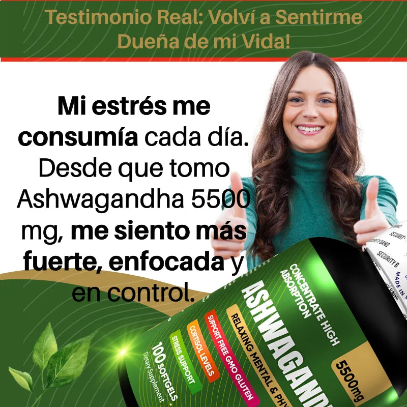 Ashwagandha 5500mg 🎯 Controla el Estrés y Duerme Mejor