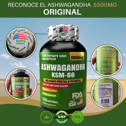 Ultra Ashwagandha 5500mg 🎯 Controla el Estrés y Duerme Mejor